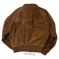 Vintage Polo Ralph Lauren Suede Jacket Plaid Liner Full Grain Size Large Brown