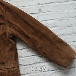 Vintage Polo Ralph Lauren Suede Jacket Size L Plaid Wool Lined Coat Leather