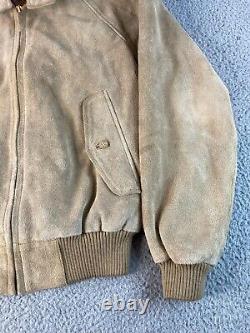 Vintage Polo Ralph Lauren Suede Leather Bomber Jacket Plaid Lined Mens Small