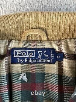 Vintage Polo Ralph Lauren Suede Leather Bomber Jacket Plaid Lined Mens Small