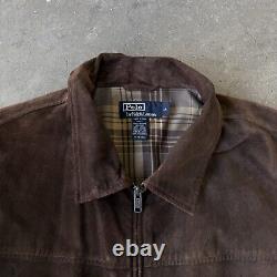 Vintage Polo Ralph Lauren Suede Leather Harrington Plaid Lined Jacket Size XXL