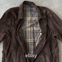 Vintage Polo Ralph Lauren Suede Leather Harrington Plaid Lined Jacket Size XXL