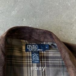 Vintage Polo Ralph Lauren Suede Leather Harrington Plaid Lined Jacket Size XXL