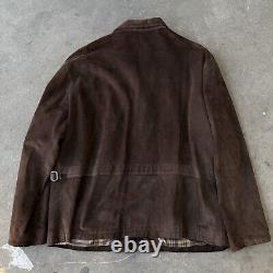 Vintage Polo Ralph Lauren Suede Leather Harrington Plaid Lined Jacket Size XXL