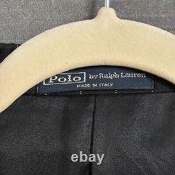 Vintage Polo Ralph Lauren Suit 42L 35x34 Italy Black Wool Pinstripe 90s Luxury