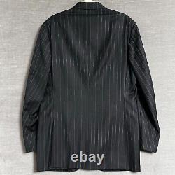 Vintage Polo Ralph Lauren Suit 42L 35x34 Italy Black Wool Pinstripe 90s Luxury