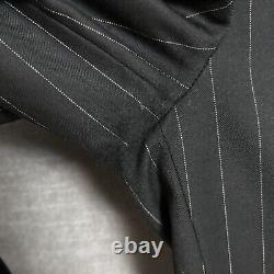 Vintage Polo Ralph Lauren Suit 42L 35x34 Italy Black Wool Pinstripe 90s Luxury
