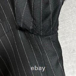 Vintage Polo Ralph Lauren Suit 42L 35x34 Italy Black Wool Pinstripe 90s Luxury