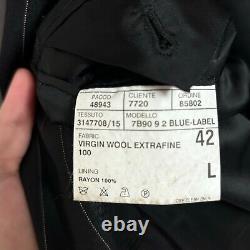 Vintage Polo Ralph Lauren Suit 42L 35x34 Italy Black Wool Pinstripe 90s Luxury
