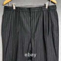 Vintage Polo Ralph Lauren Suit 42L 35x34 Italy Black Wool Pinstripe 90s Luxury
