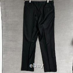 Vintage Polo Ralph Lauren Suit 42L 35x34 Italy Black Wool Pinstripe 90s Luxury