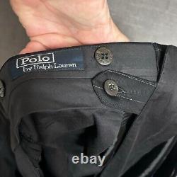 Vintage Polo Ralph Lauren Suit 42L 35x34 Italy Black Wool Pinstripe 90s Luxury