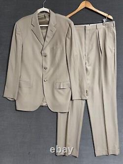 Vintage Polo Ralph Lauren Suit 42L 36x34 Italy Tan Extra Fine Wool 90s Luxury