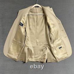Vintage Polo Ralph Lauren Suit 42L 36x34 Italy Tan Extra Fine Wool 90s Luxury
