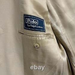 Vintage Polo Ralph Lauren Suit 42L 36x34 Italy Tan Extra Fine Wool 90s Luxury