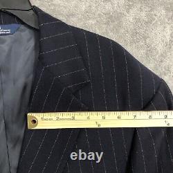 Vintage Polo Ralph Lauren Suit Blazer 46T Pants 36X30 Blue Wool Pinstripe USA