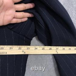 Vintage Polo Ralph Lauren Suit Blazer 46T Pants 36X30 Blue Wool Pinstripe USA