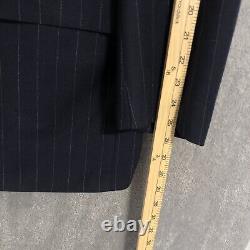 Vintage Polo Ralph Lauren Suit Blazer 46T Pants 36X30 Blue Wool Pinstripe USA