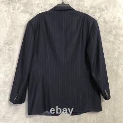 Vintage Polo Ralph Lauren Suit Blazer 46T Pants 36X30 Blue Wool Pinstripe USA