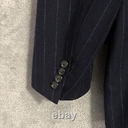 Vintage Polo Ralph Lauren Suit Blazer 46T Pants 36X30 Blue Wool Pinstripe USA