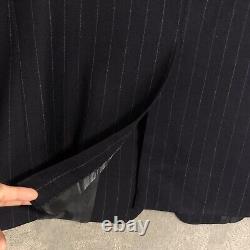 Vintage Polo Ralph Lauren Suit Blazer 46T Pants 36X30 Blue Wool Pinstripe USA