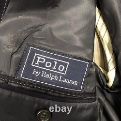 Vintage Polo Ralph Lauren Suit Blazer 46T Pants 36X30 Blue Wool Pinstripe USA