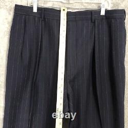 Vintage Polo Ralph Lauren Suit Blazer 46T Pants 36X30 Blue Wool Pinstripe USA