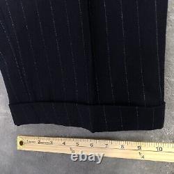 Vintage Polo Ralph Lauren Suit Blazer 46T Pants 36X30 Blue Wool Pinstripe USA