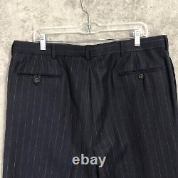 Vintage Polo Ralph Lauren Suit Blazer 46T Pants 36X30 Blue Wool Pinstripe USA