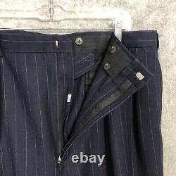 Vintage Polo Ralph Lauren Suit Blazer 46T Pants 36X30 Blue Wool Pinstripe USA
