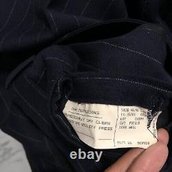 Vintage Polo Ralph Lauren Suit Blazer 46T Pants 36X30 Blue Wool Pinstripe USA