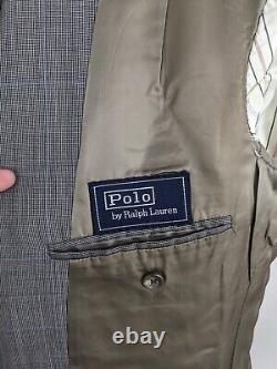 Vintage Polo Ralph Lauren Suit Men's 42R Gray Waist 38x32 Pleated Cuffed