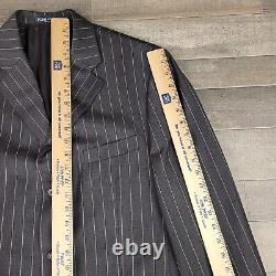 Vintage Polo Ralph Lauren Suit Mens 42L Gray Wool Pinstriped 2pc 33X32 Italy