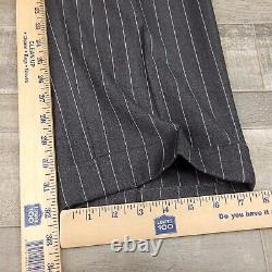 Vintage Polo Ralph Lauren Suit Mens 42L Gray Wool Pinstriped 2pc 33X32 Italy