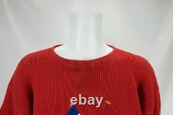 Vintage Polo Ralph Lauren Sweater Cross Flags Logo 1987 Knit Pullover Red L