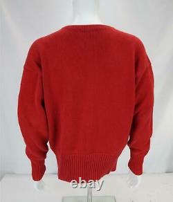 Vintage Polo Ralph Lauren Sweater Cross Flags Logo 1987 Knit Pullover Red L