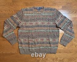 Vintage Polo Ralph Lauren Sweater Fair Isle/Nordic Mens XL Silk/ Linen Blend