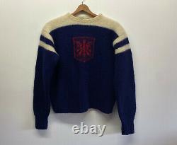 Vintage Polo Ralph Lauren Sweater Hand Knit Wool Crest Shied Eagle sz Medium 90s
