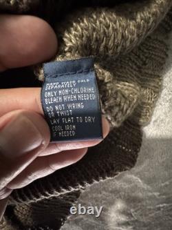 Vintage Polo Ralph Lauren Sweater Men M Brown Linen Knit Fisherman Pullover