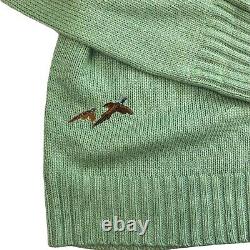 Vintage Polo Ralph Lauren Sweater Men XL Green Pheasant Embroidered Silk Bird