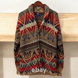 Vintage Polo Ralph Lauren Sweater Men's L Cardigan Wool Southwestern Hand Knit