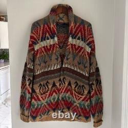 Vintage Polo Ralph Lauren Sweater Men's L Cardigan Wool Southwestern Hand Knit