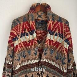 Vintage Polo Ralph Lauren Sweater Men's L Cardigan Wool Southwestern Hand Knit