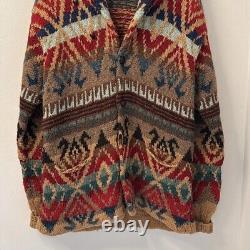 Vintage Polo Ralph Lauren Sweater Men's L Cardigan Wool Southwestern Hand Knit