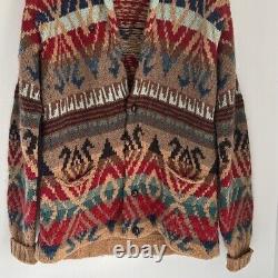 Vintage Polo Ralph Lauren Sweater Men's L Cardigan Wool Southwestern Hand Knit