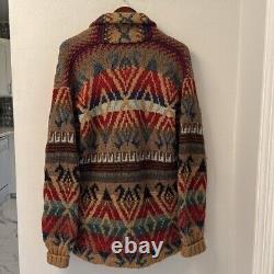 Vintage Polo Ralph Lauren Sweater Men's L Cardigan Wool Southwestern Hand Knit