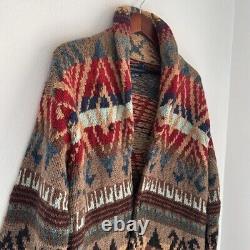 Vintage Polo Ralph Lauren Sweater Men's L Cardigan Wool Southwestern Hand Knit