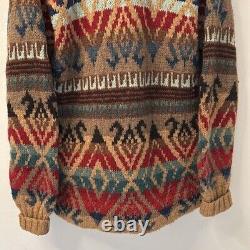 Vintage Polo Ralph Lauren Sweater Men's L Cardigan Wool Southwestern Hand Knit