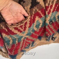 Vintage Polo Ralph Lauren Sweater Men's L Cardigan Wool Southwestern Hand Knit