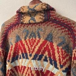 Vintage Polo Ralph Lauren Sweater Men's L Cardigan Wool Southwestern Hand Knit